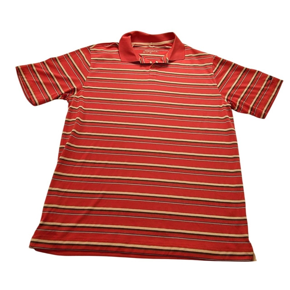 Nike Golf Men's Dri-FIT Striped‎ Polo Shirt Red Blue White Large Short sleeve